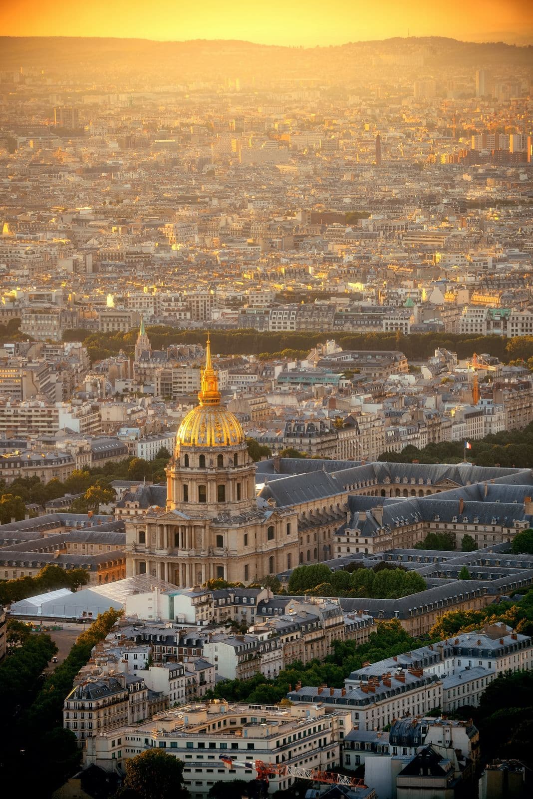 The dome of Les Invalides in Paris at dusk