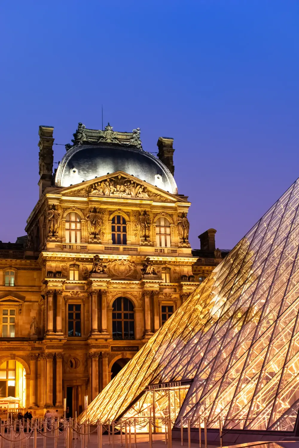 The Louvre illuminated at night