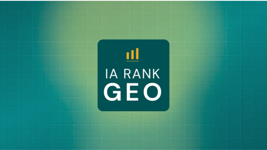 Logo IA Rank Geo sur fond vert dégradé représentant un classement géographique lié à l'intelligence artificielle.